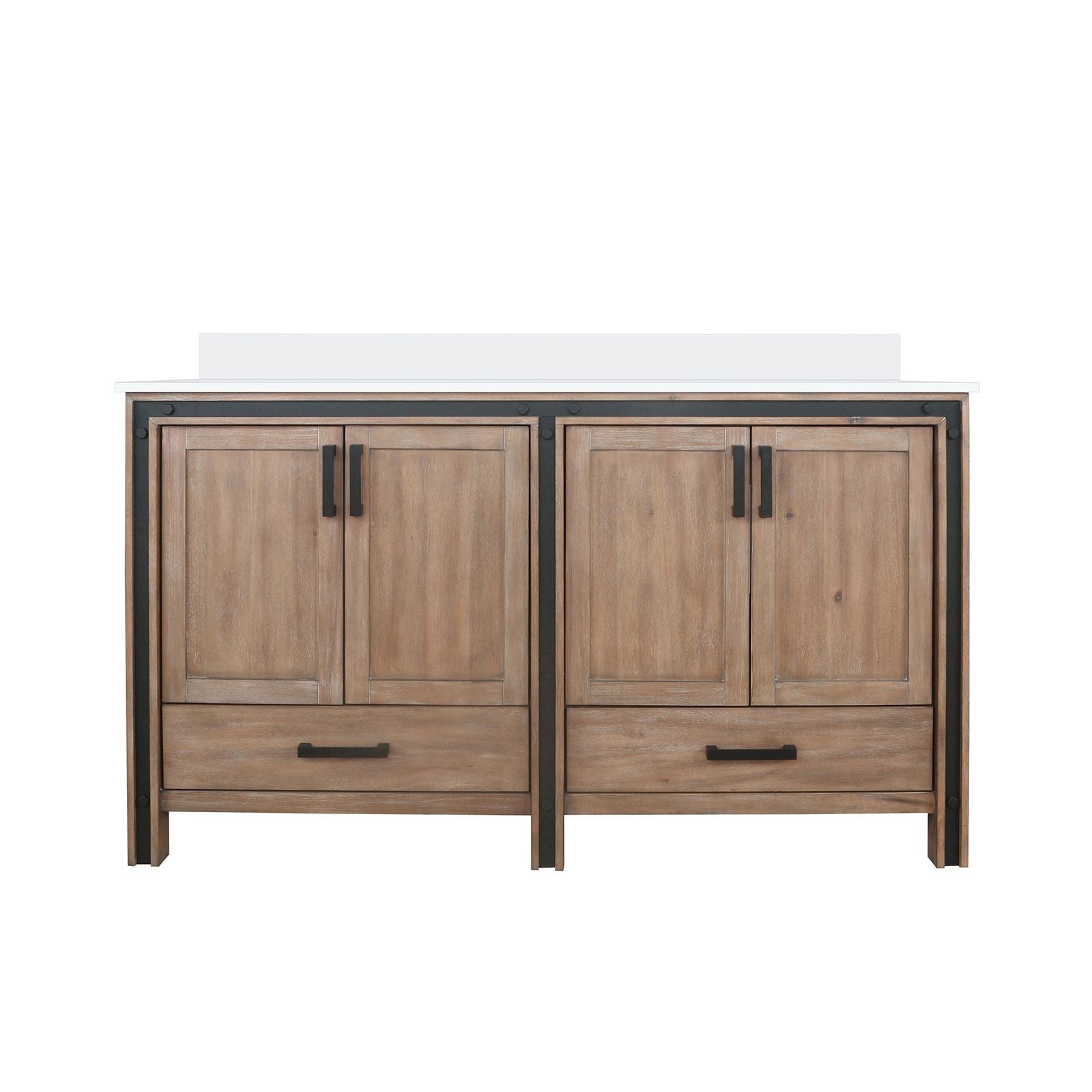 Rustic Barnwood Double Bath Vanity with Cultured Marble Top