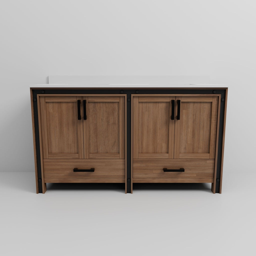 Rustic Barnwood Double Bath Vanity with Cultured Marble Top