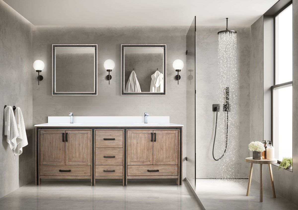 Rustic Barnwood Double Vanity Cabinet with Two Mirrors