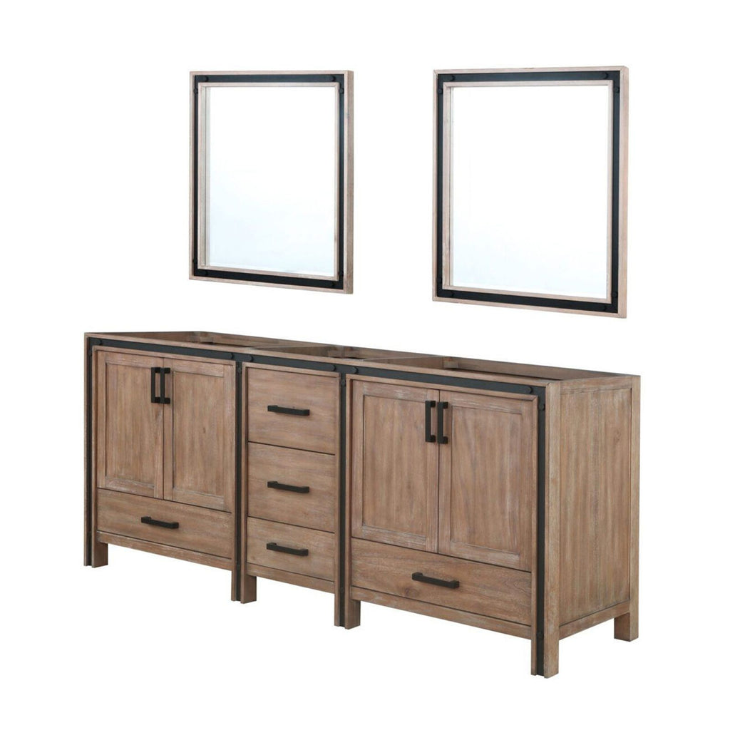 Rustic Barnwood Double Vanity Cabinet with Two Mirrors