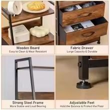 Rustic Brown Nightstand with Drawers and Display Shelves