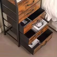 Rustic Brown Nightstand with Drawers and Display Shelves