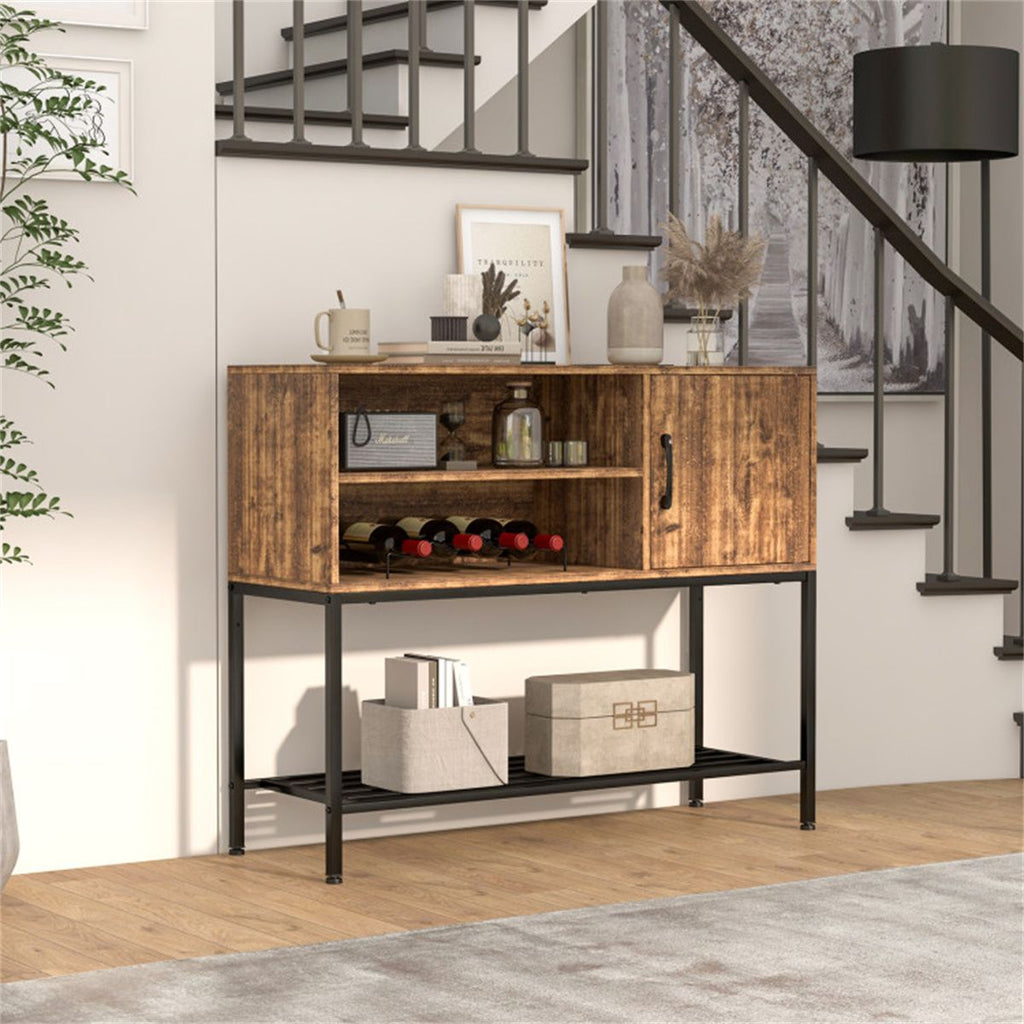 Rustic Brown Charging Sideboard with Wine Storage