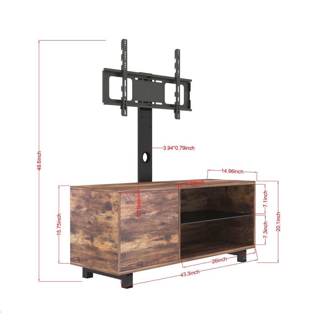 Rustic Brown TV Console with Push-to-Open Storage for Living Room