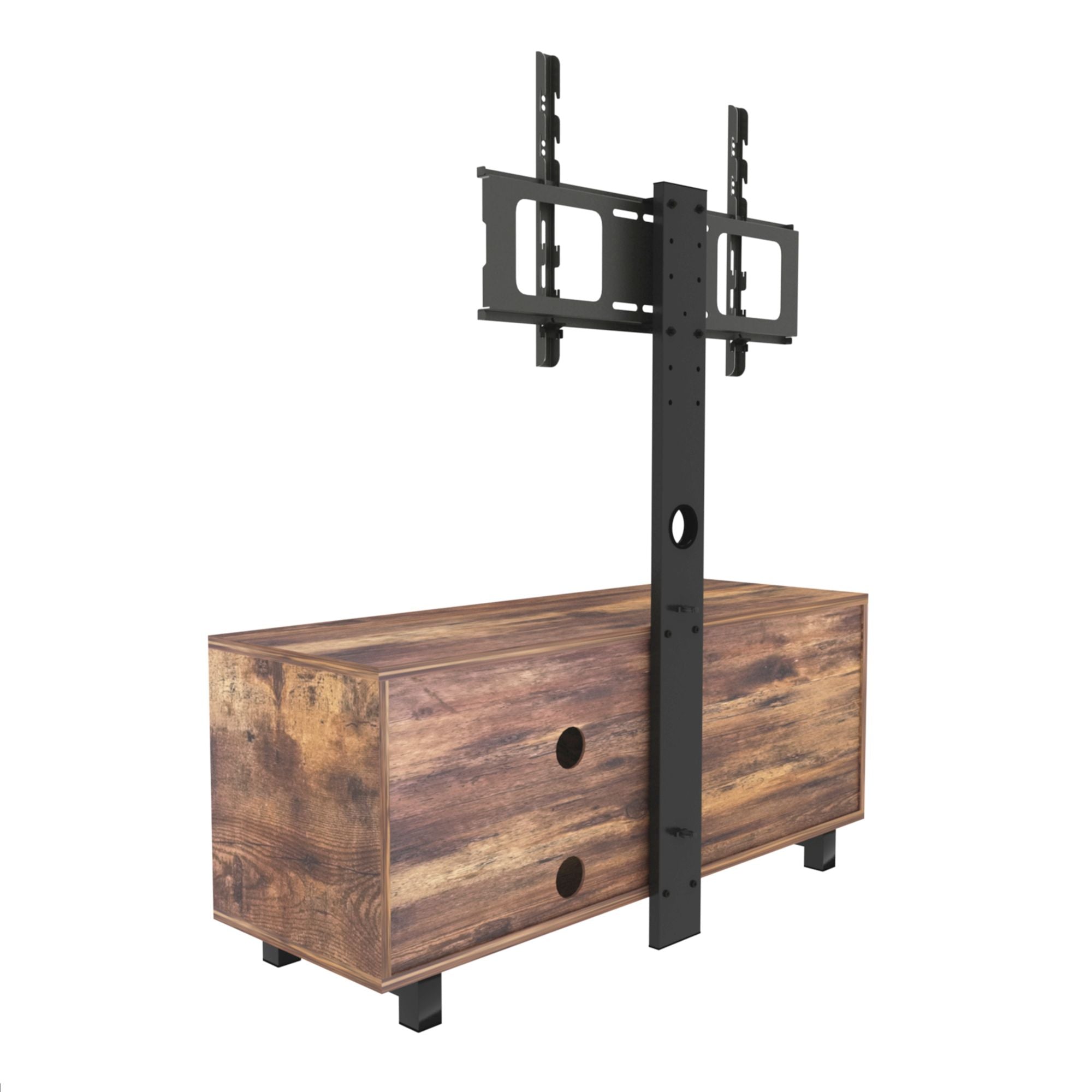 Rustic Brown TV Console with Push-to-Open Storage for Living Room