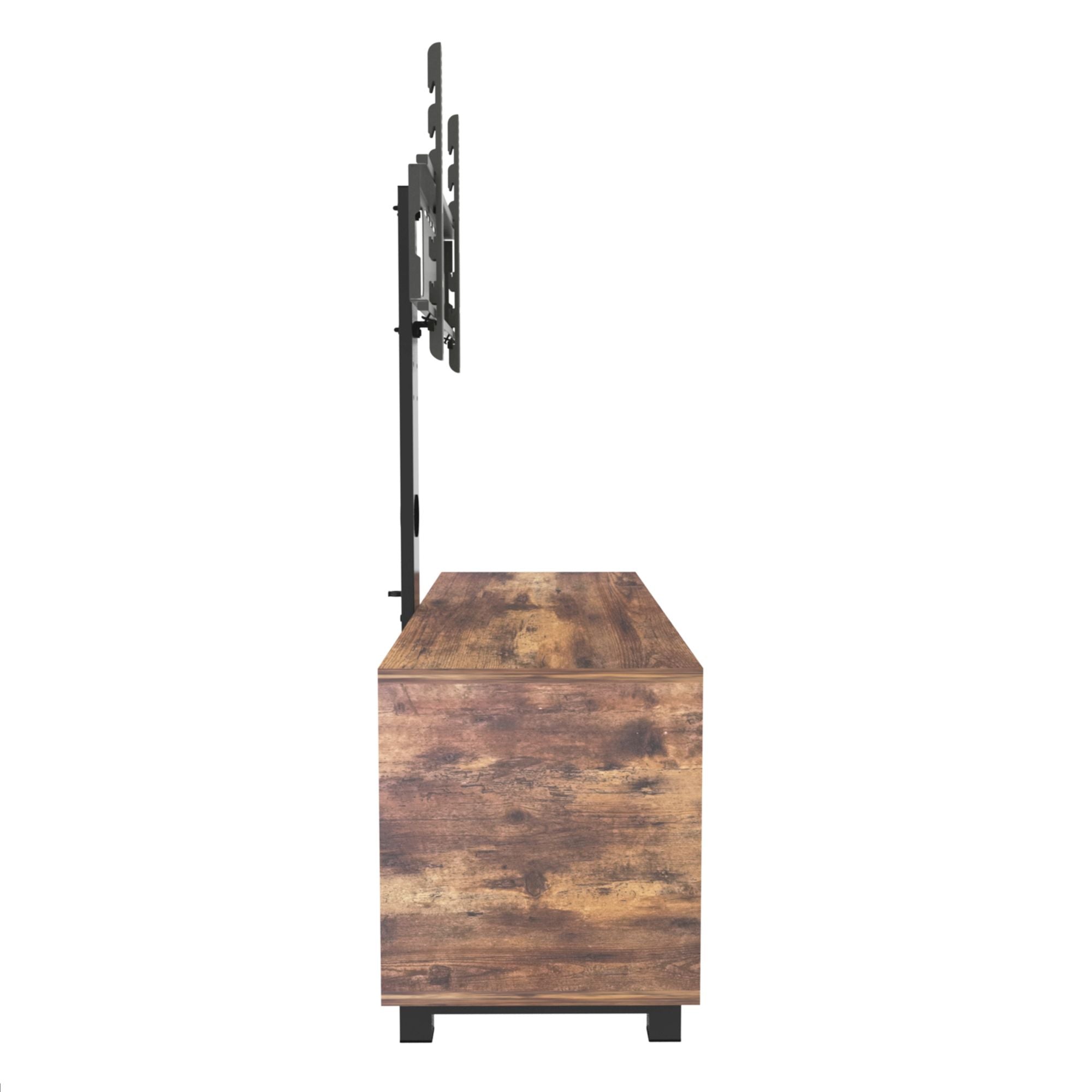 Rustic Brown TV Console with Push-to-Open Storage for Living Room