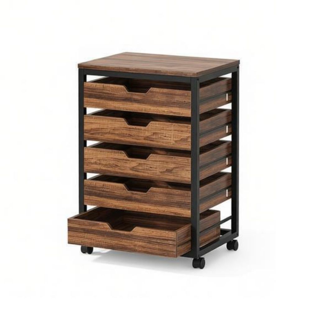 Rolling Five-Drawer Storage Cabinet for Office or Study