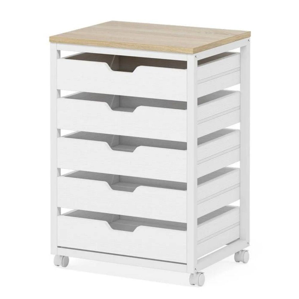 Five-Drawer Mobile Storage Cabinet with Locking Rolling Wheels
