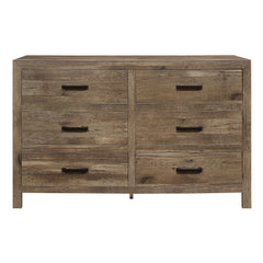 Rustic 6-Drawer Dresser with Weathered Pine Finish – Mandan Collection