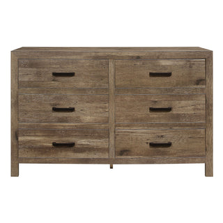 Rustic 6-Drawer Dresser with Weathered Pine Finish – Mandan Collection