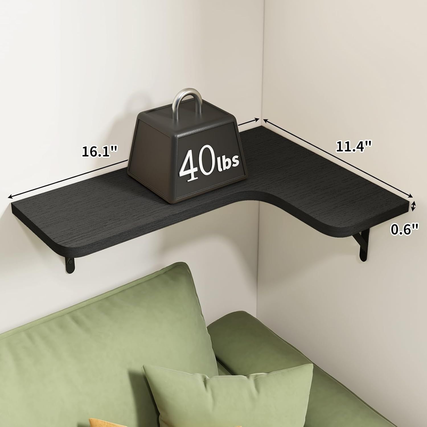 Rustic Wood Wall Mounted Corner Shelf Set of 5 for Bathroom, Kitchen, Bedroom