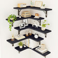 Rustic Wood Wall Mounted Corner Shelf Set of 5 for Bathroom, Kitchen, Bedroom