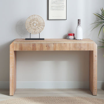 Rustic Console Table with Ribbed Drawer