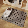 water-ready Bowl Mat with Grid and Paw Print Design