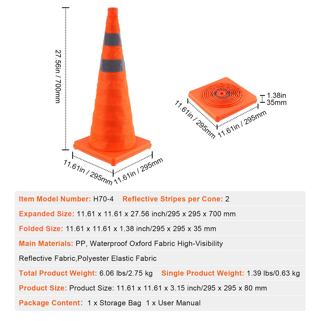 VEVOR Collapsible Traffic Cones with Reflective Collars