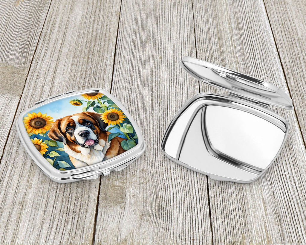 Decorative Sunflower Compact Mirror - Travel Makeup Mirror for On-the-Go