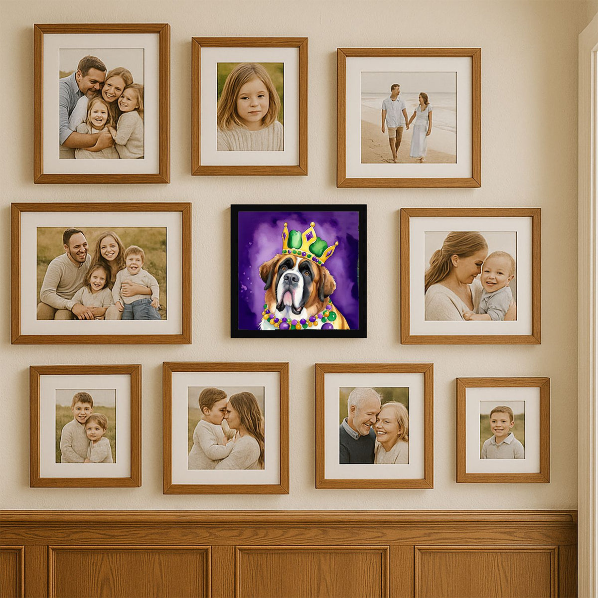 Saint Bernard King of Mardi Gras Framed Wall Art