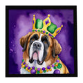 Saint Bernard King of Mardi Gras Framed Wall Art