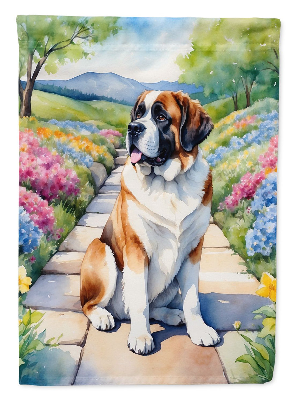 Vibrant Saint Bernard Garden Flag – Double-Sided Outdoor Decor