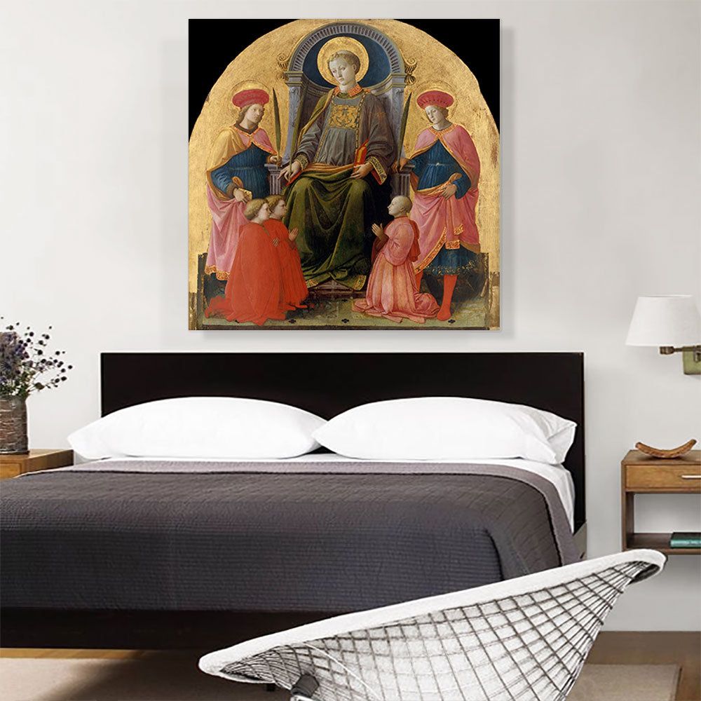 Saint Lawrence Enthroned With Saints And Donors Canvas Art