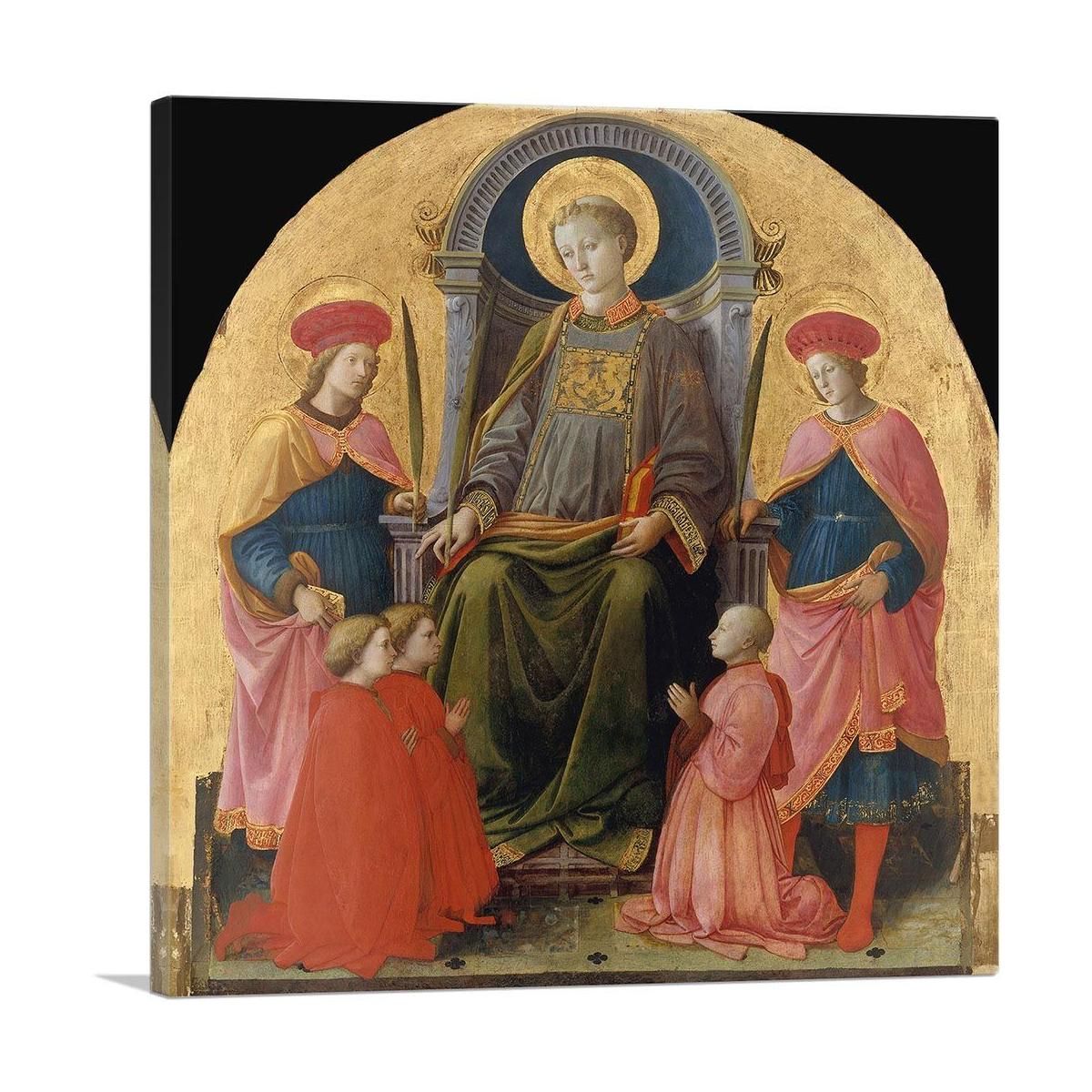 Saint Lawrence Enthroned With Saints And Donors Canvas Art