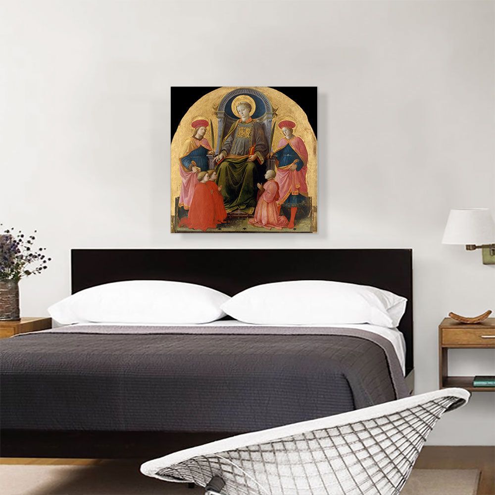 Saint Lawrence Enthroned With Saints And Donors Canvas Art