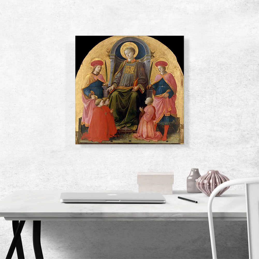 Saint Lawrence Enthroned With Saints And Donors Canvas Art