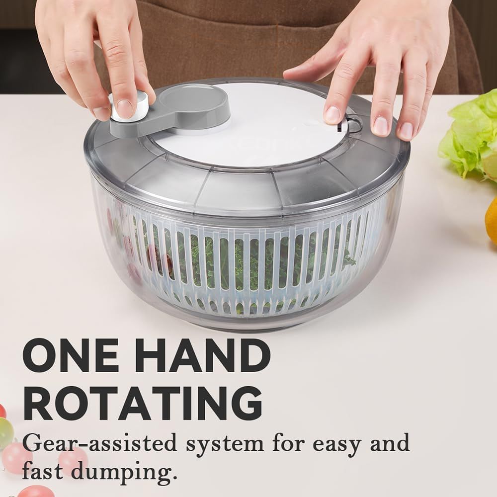 Salad Spinner and Vegetable Chopper Set with Three Blades