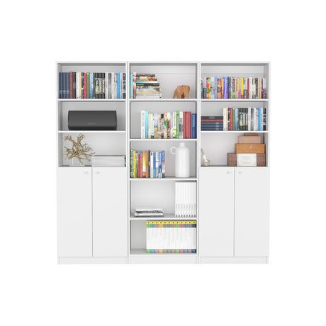 Salina 3-Piece Living Room Set with 3 Storage Bookcases, White