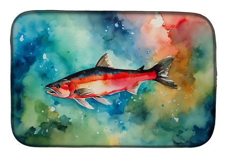 Salmon Artwork Dish Drying Mat