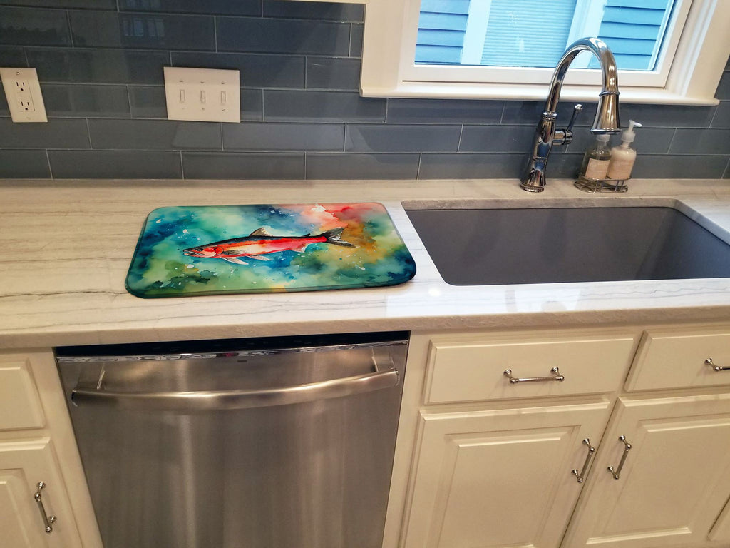 Salmon Artwork Dish Drying Mat