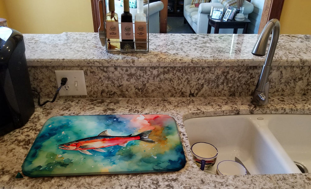 Salmon Artwork Dish Drying Mat