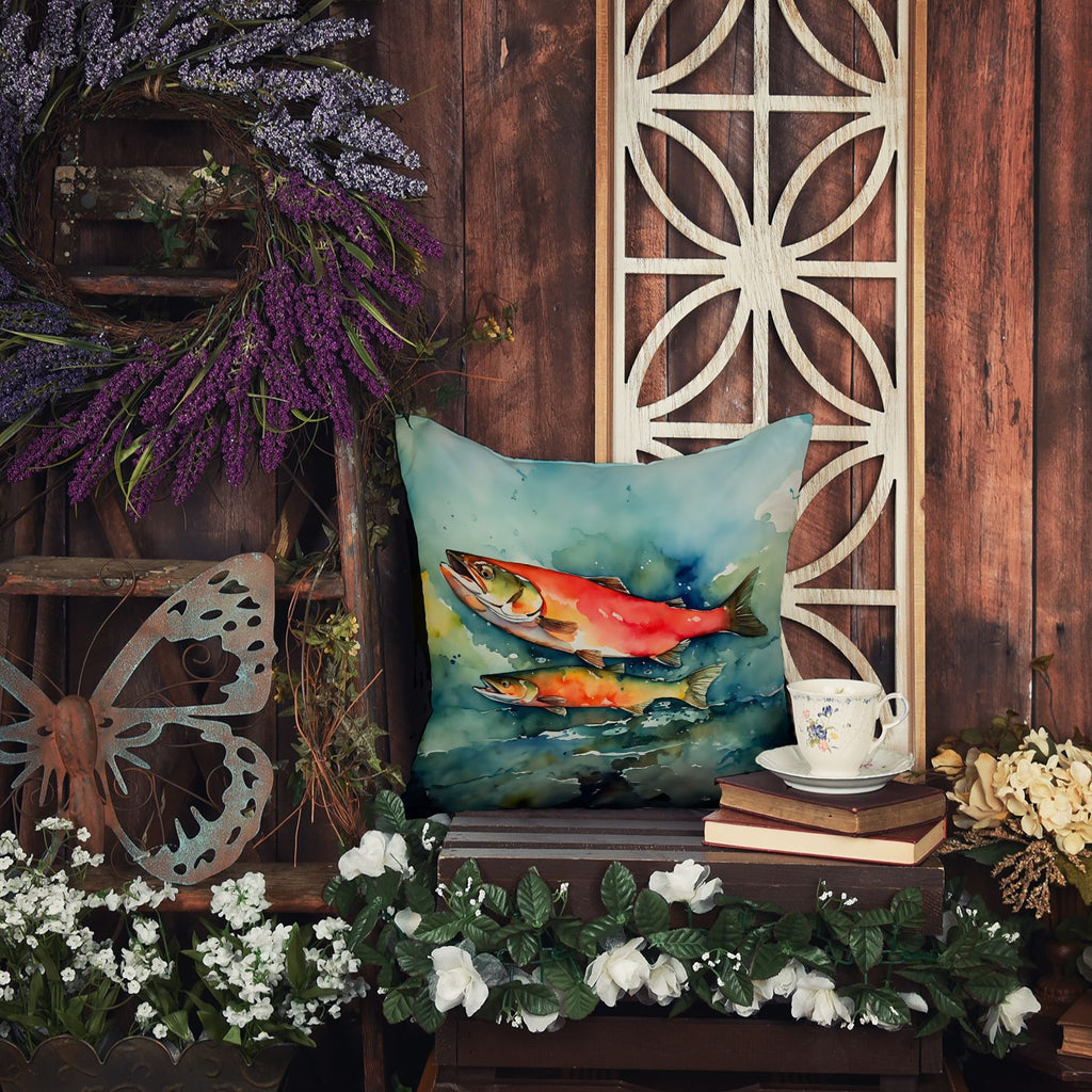 Salmon Artwork Indoor Outdoor Throw Pillow
