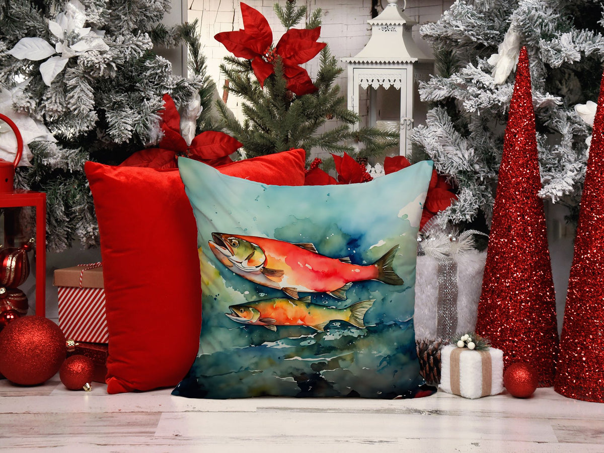 Salmon Artwork Indoor Outdoor Throw Pillow