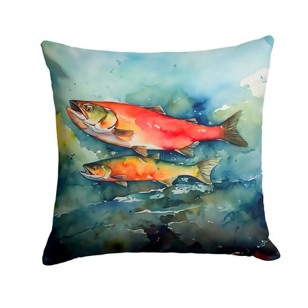 Salmon Artwork Indoor Outdoor Throw Pillow