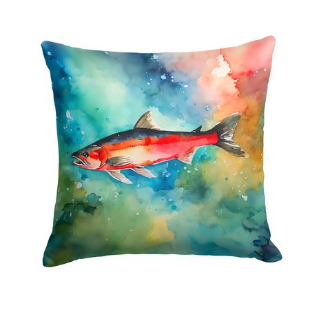 Salmon Artwork Throw Pillow for Indoor or Outdoor Seating