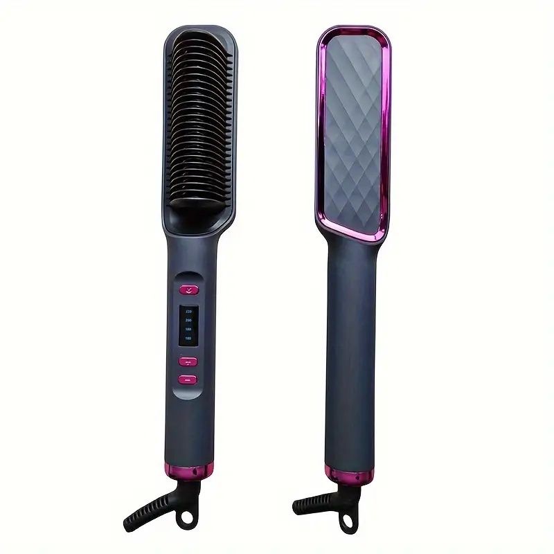 Multifunctional Ionic Straightening Brush – Curl and Straighten with Ease - Purple Gray
