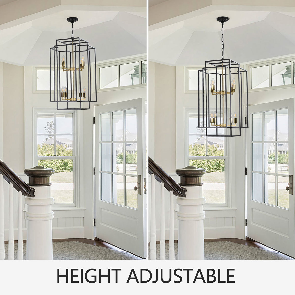 Black and Gold Geometric Pendant Chandelier