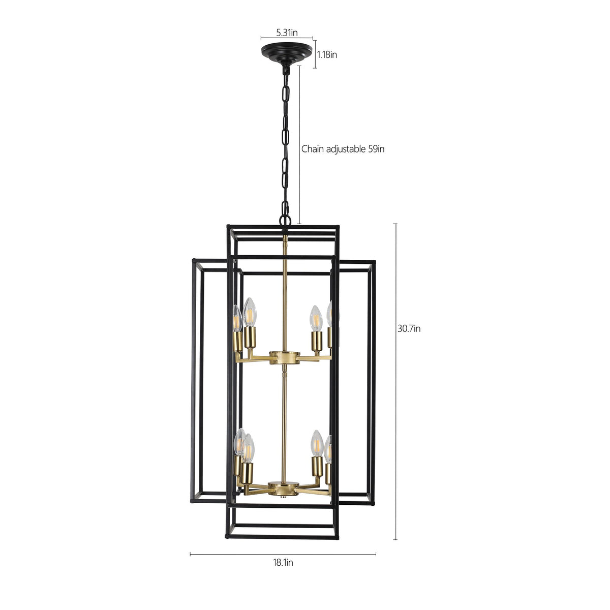 Black and Gold Geometric Pendant Chandelier