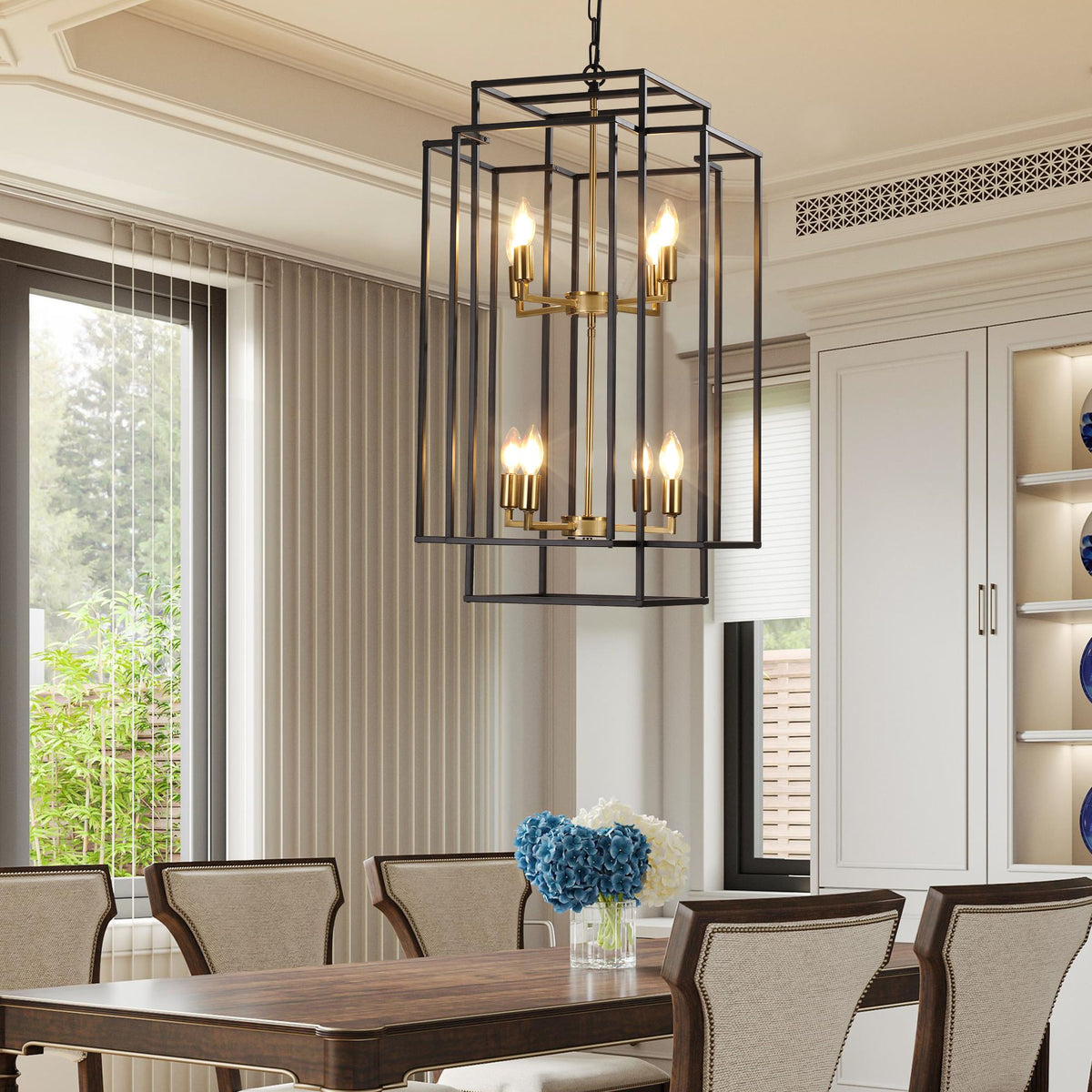 Black and Gold Geometric Pendant Chandelier