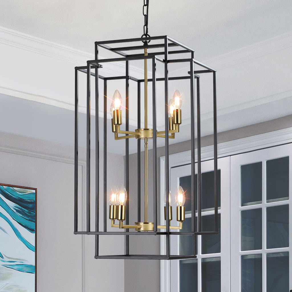 Black and Gold Geometric Pendant Chandelier