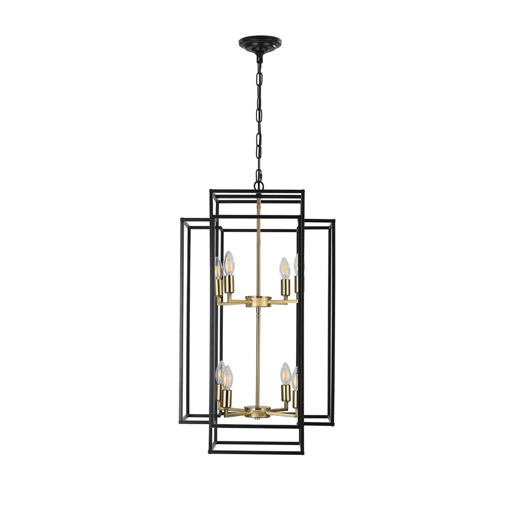 Black and Gold Geometric Pendant Chandelier