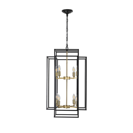 Black and Gold Geometric Pendant Chandelier