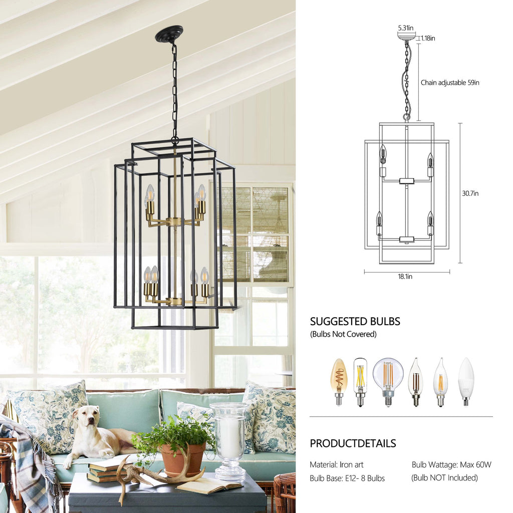 Black and Gold Geometric Pendant Chandelier