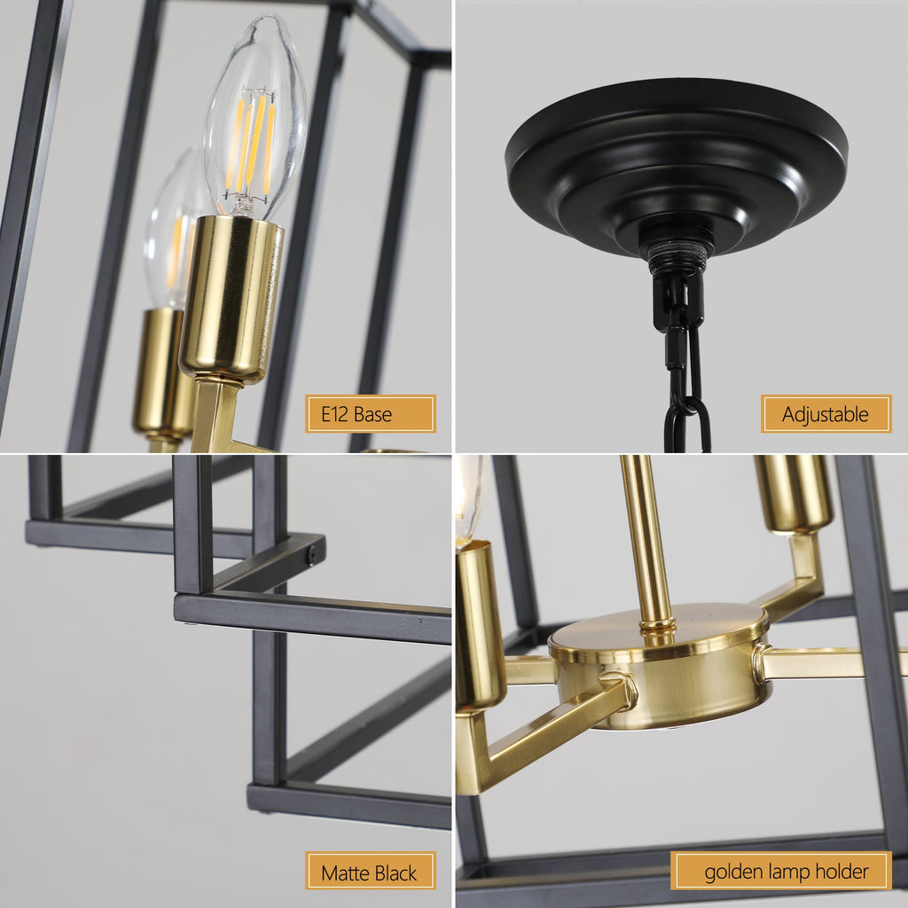 Black and Gold Geometric Pendant Chandelier
