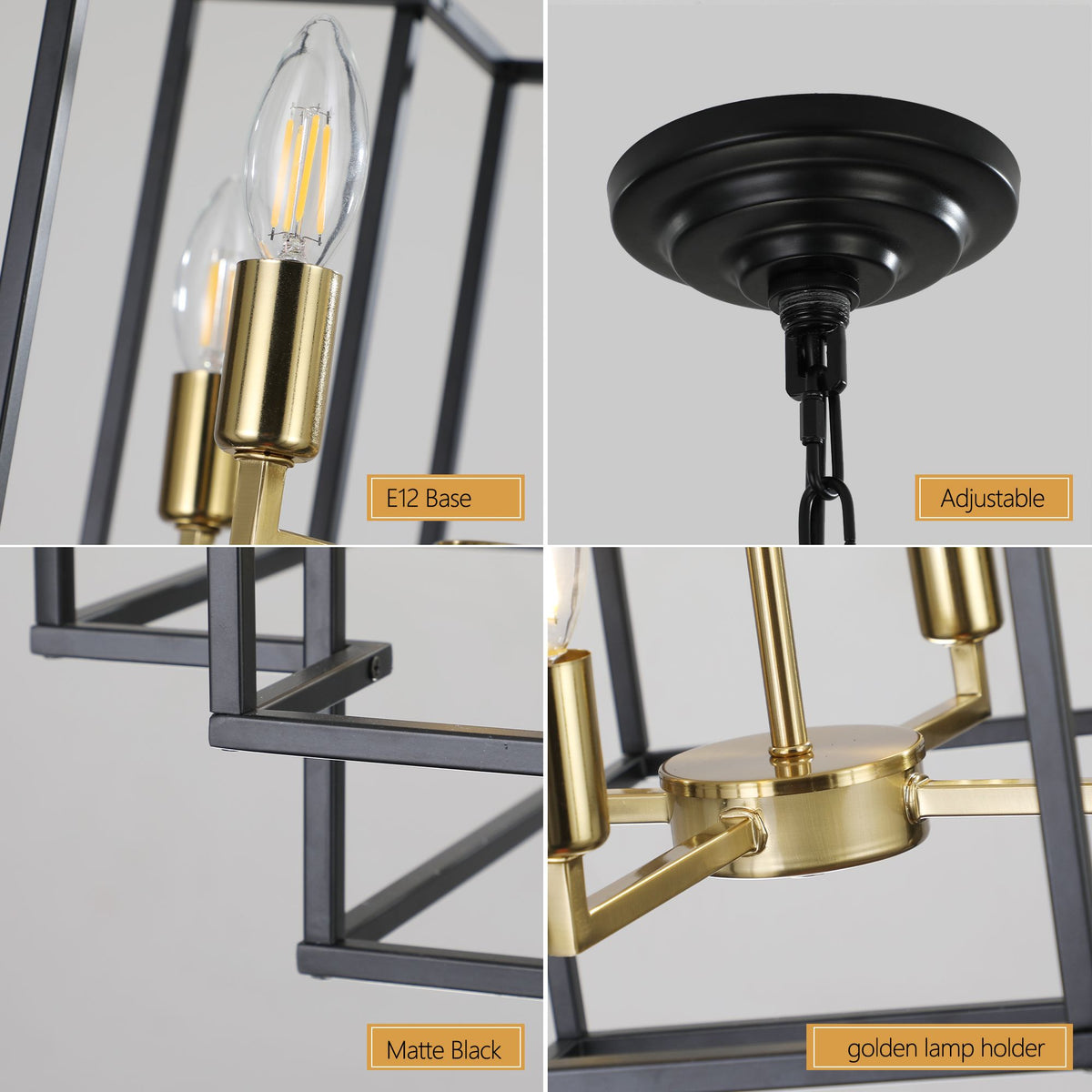 Black and Gold Geometric Pendant Chandelier