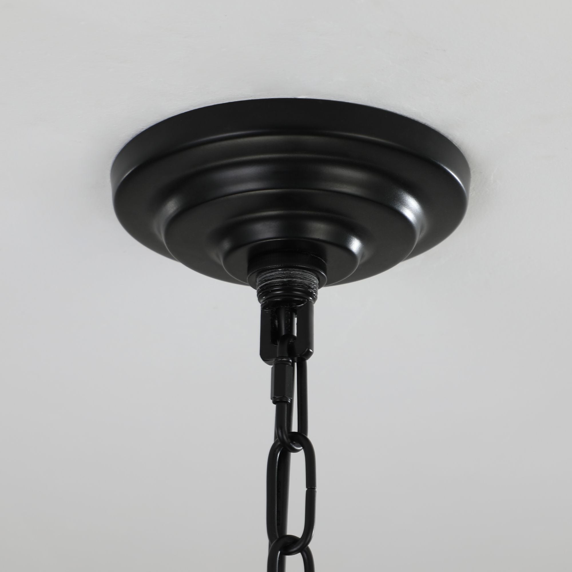 Black and Chrome Geometric Eight-Light Chandelier