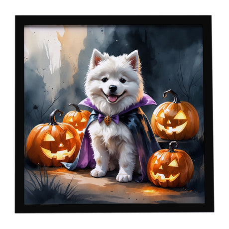Samoyed Puppy Halloween Framed Wall Art