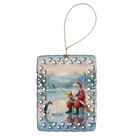Santa Claus Ice Fishing Christmas Ornament