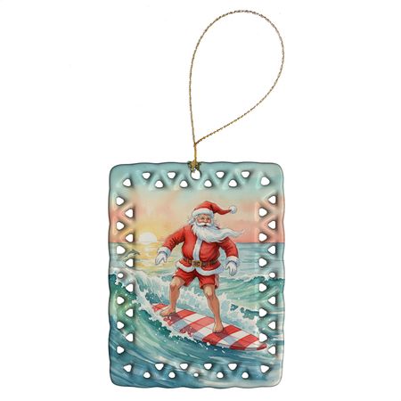 Surfing Santa Claus Personalized Christmas Ornament